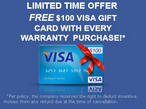 LIMITED TIME OFFER - FREE $100 GIFT CARD with every warranty purchase!